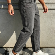 Men's trendy high-street straight-leg jeans—versatile, non-stretch style-H217