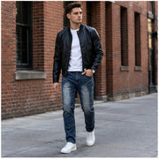 H019 men's jeans full-body lifestyle look 2
