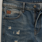 Men's vintage distressed relaxed straight leg jeans H264 view 7