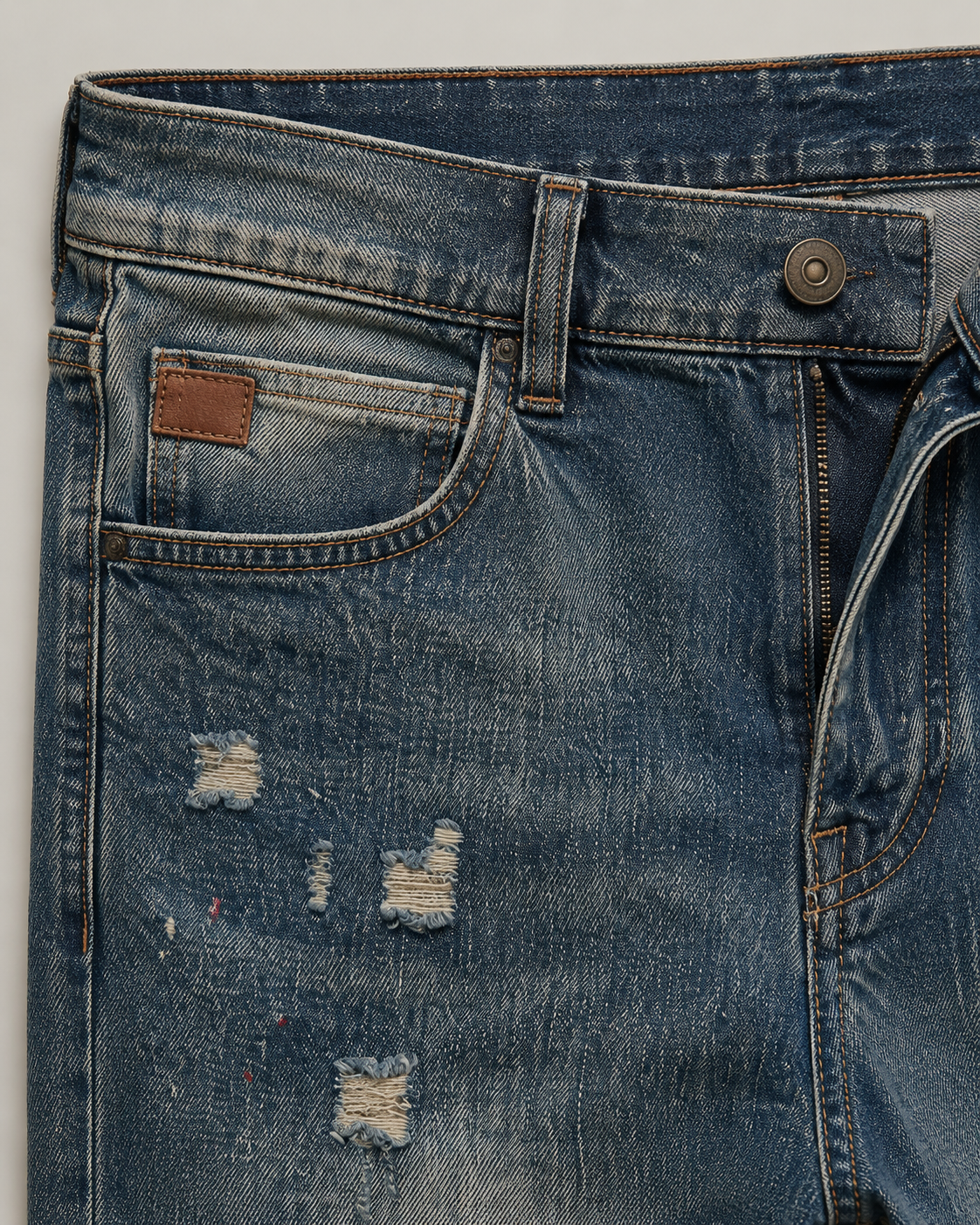 Men's vintage distressed relaxed straight leg jeans H264 view 7