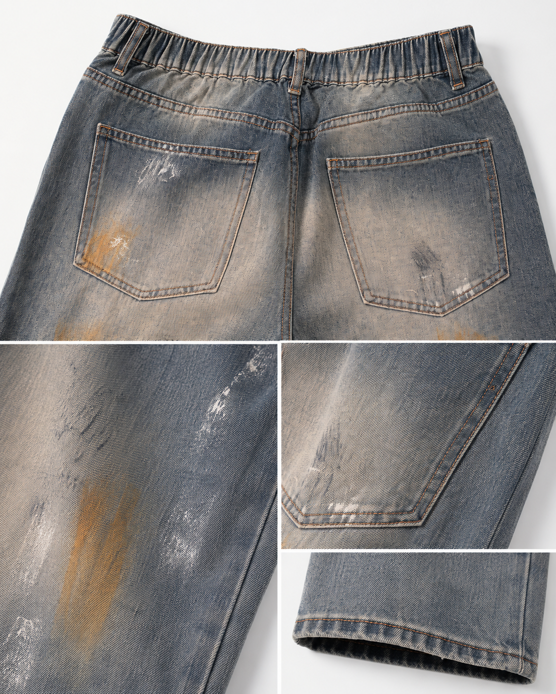 Men's vintage washed baggy straight leg jeans H277 view 8
