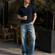 Men's ripped baggy vintage wash jeans H278 view 6
