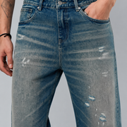 Men's ripped baggy vintage wash jeans H278 view 7