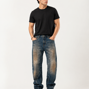 Men's gradient wash elastic waist baggy jeans H279 view 1
