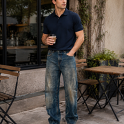 Men's gradient wash elastic waist baggy jeans H279 view 5