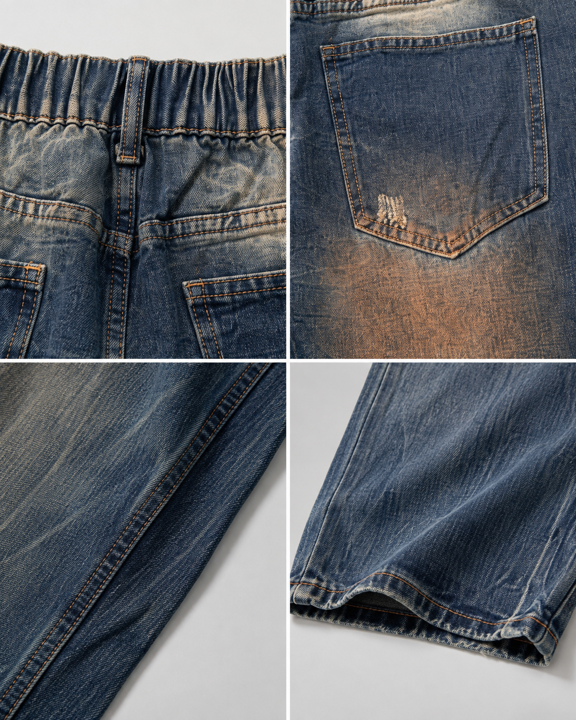 Men's gradient wash elastic waist baggy jeans H279 view 7