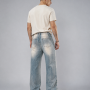 Men's light wash distressed baggy jeans H280 view 2
