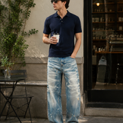 Men's light wash distressed baggy jeans H280 view 5
