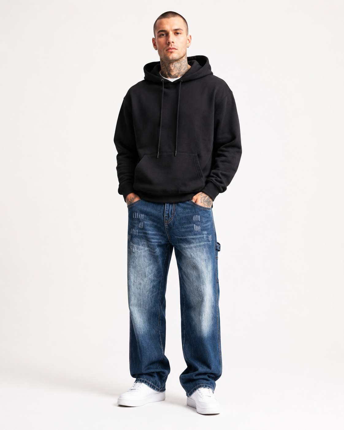 H330 men's dark wash baggy carpenter jeans 1