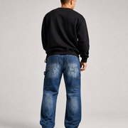 H330 men's dark wash baggy carpenter jeans 2