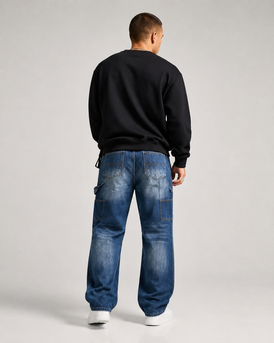 H330 men's dark wash baggy carpenter jeans 2