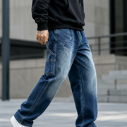 H330 men's dark wash baggy carpenter jeans 3