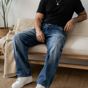 H330 men's dark wash baggy carpenter jeans 6
