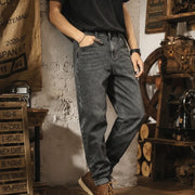 Men's trendy high-street straight-leg jeans—versatile, non-stretch style-H217