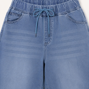Women's Plus Size Elastic-Waist Straight-Leg Jeans view 8
