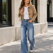 T255 women's wide-leg jeans downtown casual outfit