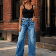 T255 women's wide-leg jeans urban street style