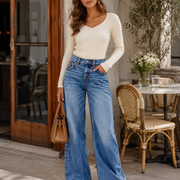 T255 women's wide-leg jeans cafe outfit