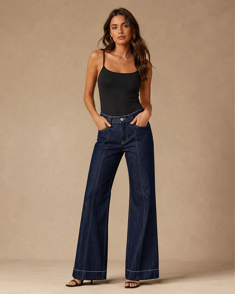 T337 women's jeans full-body outfit 1