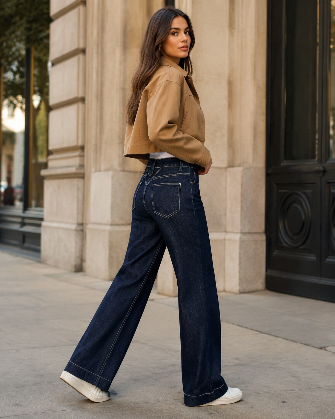 T337 women's jeans full-body outfit 3