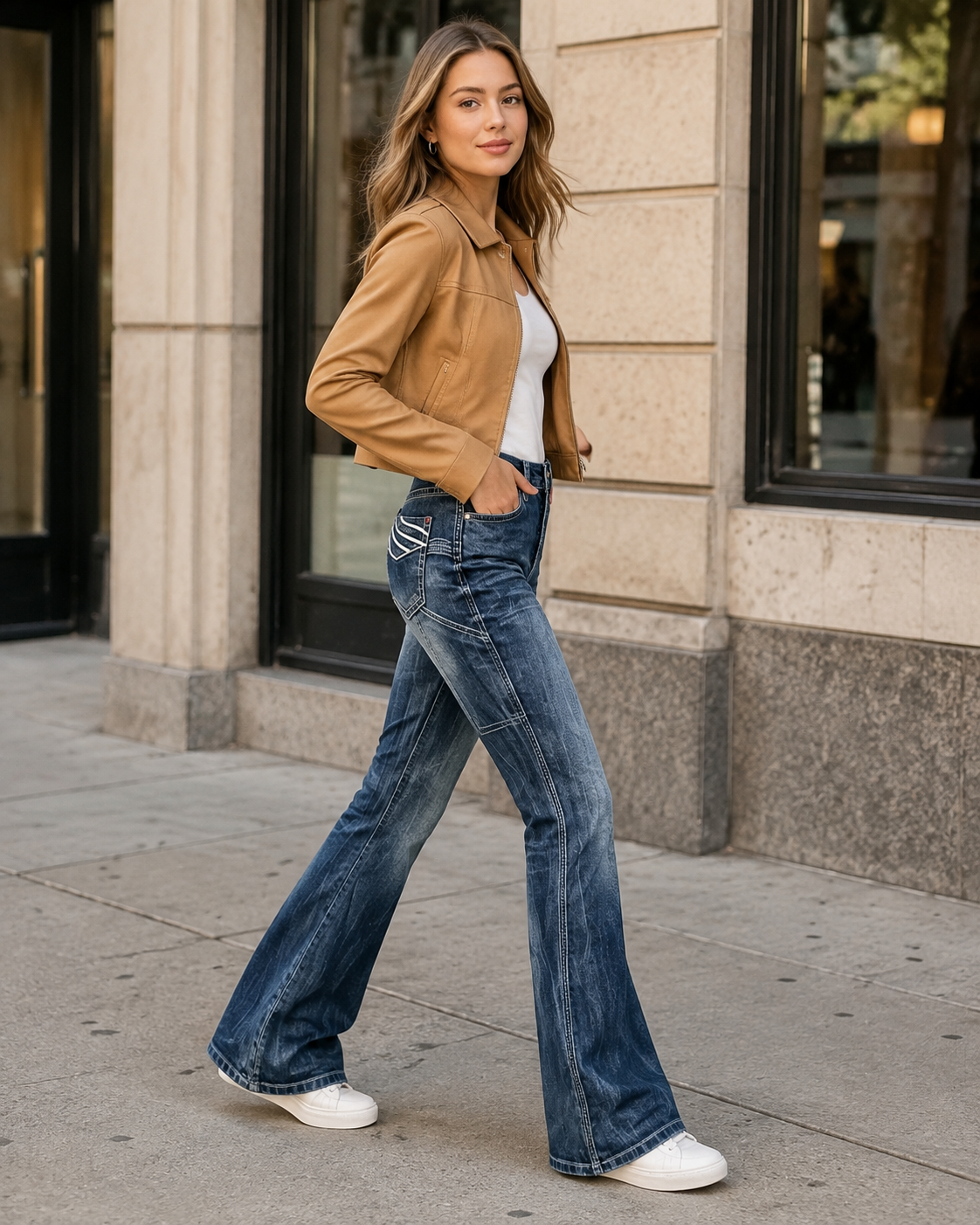T349 women's jeans full-body outfit 3