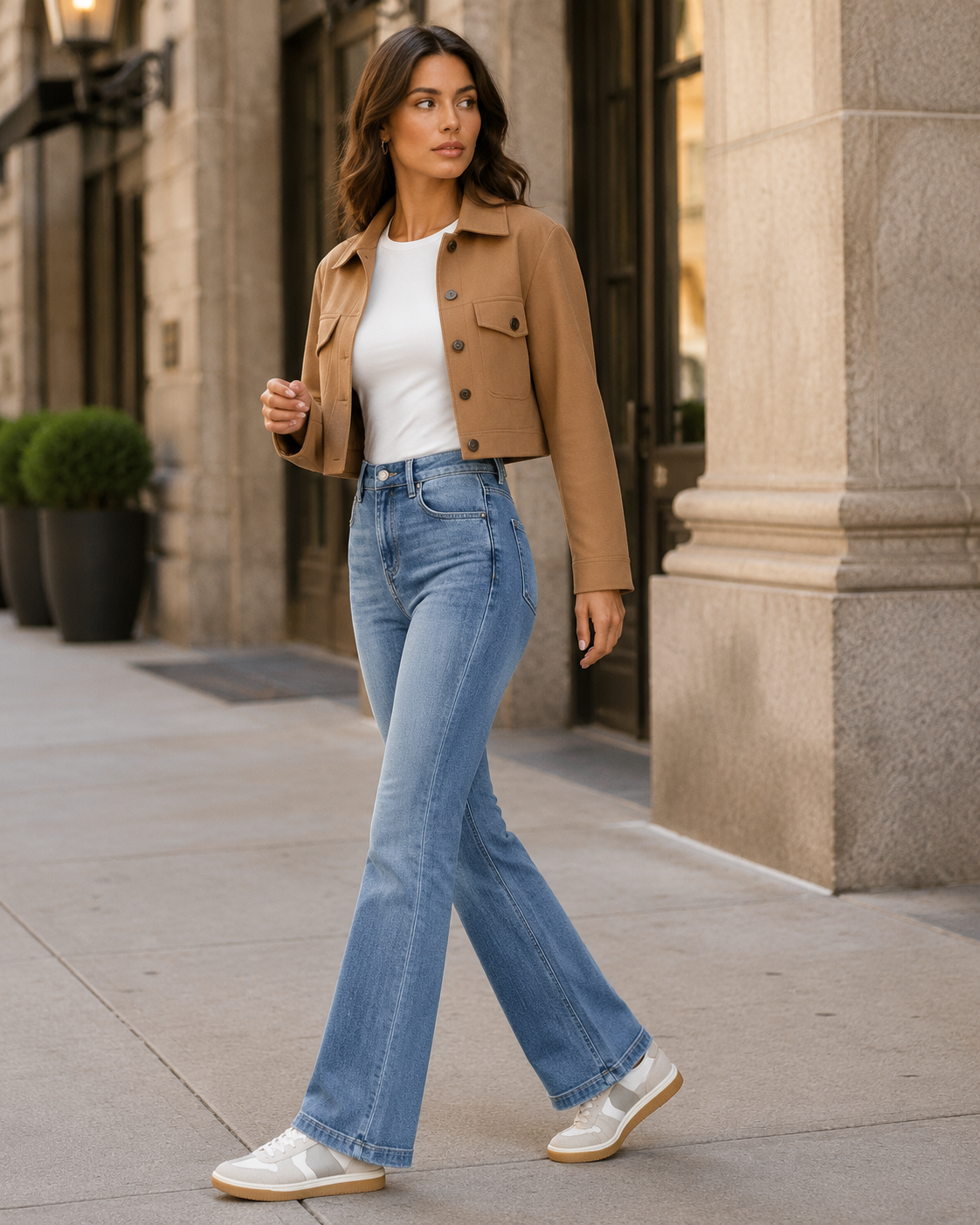 T356 women's jeans full-body outfit 3