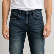 H275 jeans waistband and denim wash detail