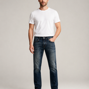 H275 men's dark wash slim straight jeans front view