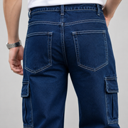 H411 dark denim back pocket detail