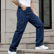 Men's straight leg cargo jeans H411 step action