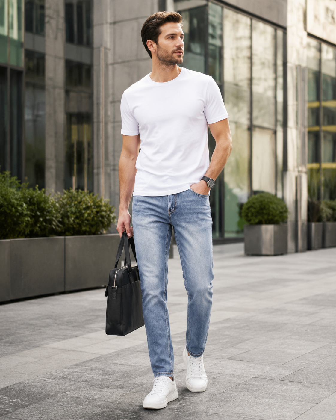 Men's light blue stretch jeans H421 commuter style