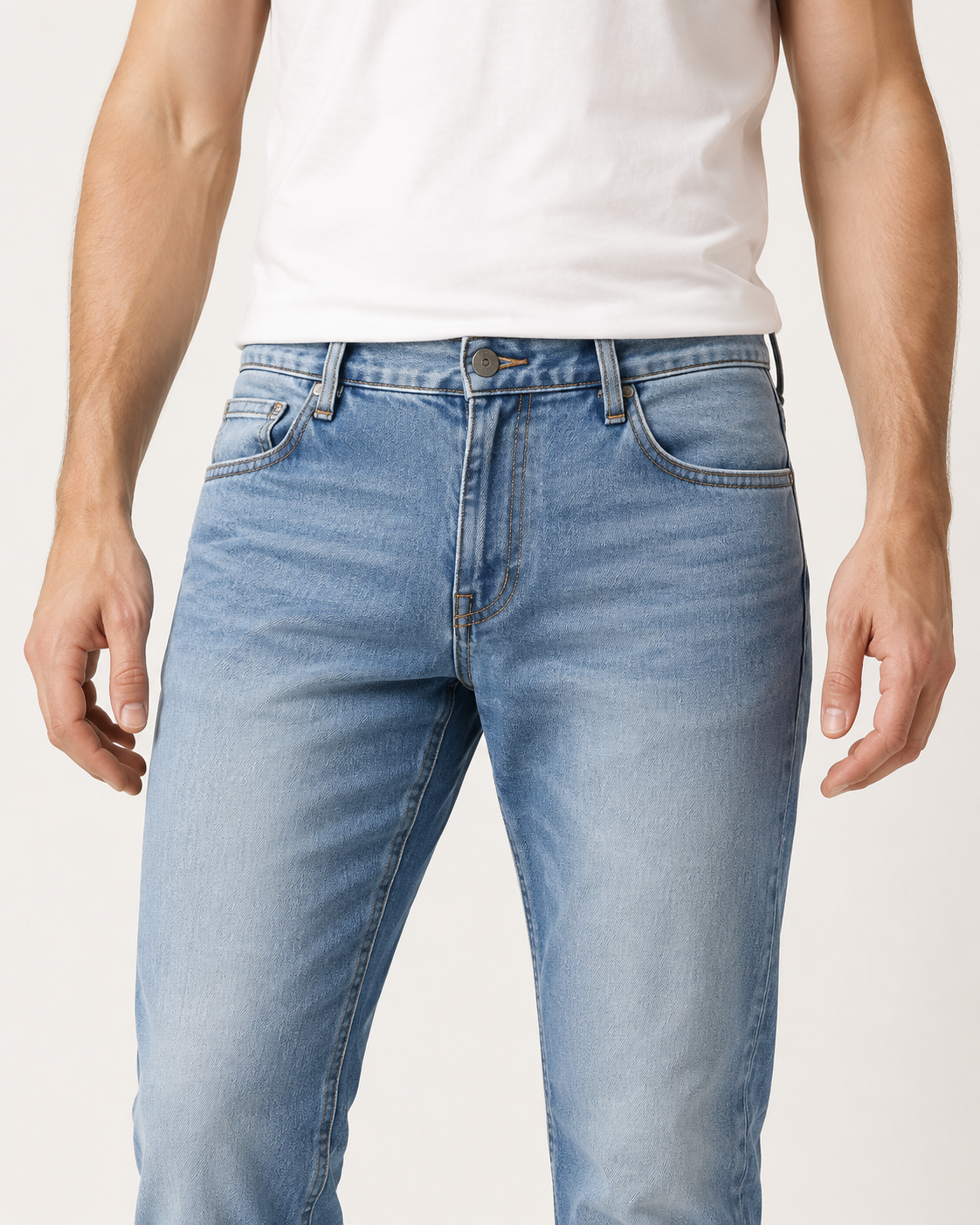 H421 light blue jeans mid rise front detail