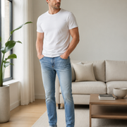 Men's light blue jeans H421 casual home look