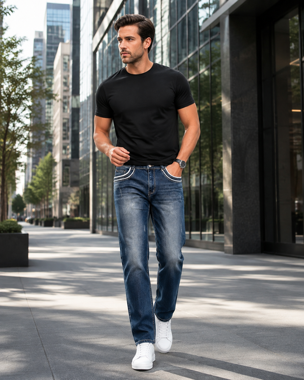 Men's blue stretch jeans H423 commuter style