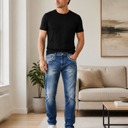 Men's blue stretch jeans H423 home casual look