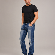 Men's blue slim fit jeans H423 side view