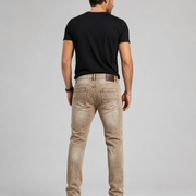 H425 khaki washed stretch jeans back view