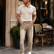 H425 khaki jeans cafe outfit