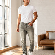 H427 olive gray jeans home outfit