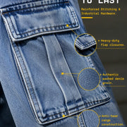 Men's Loose-Fit Straight-Leg Cargo Jeans – Casual, Versatile Style with Pocket Details-H401