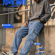 Men's Loose-Fit Straight-Leg Cargo Jeans – Casual, Versatile Style with Pocket Details-H401