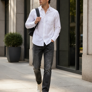 Men's Trendy High-Street Slim-Fit Biker-Style Straight-Leg Jeans-H096